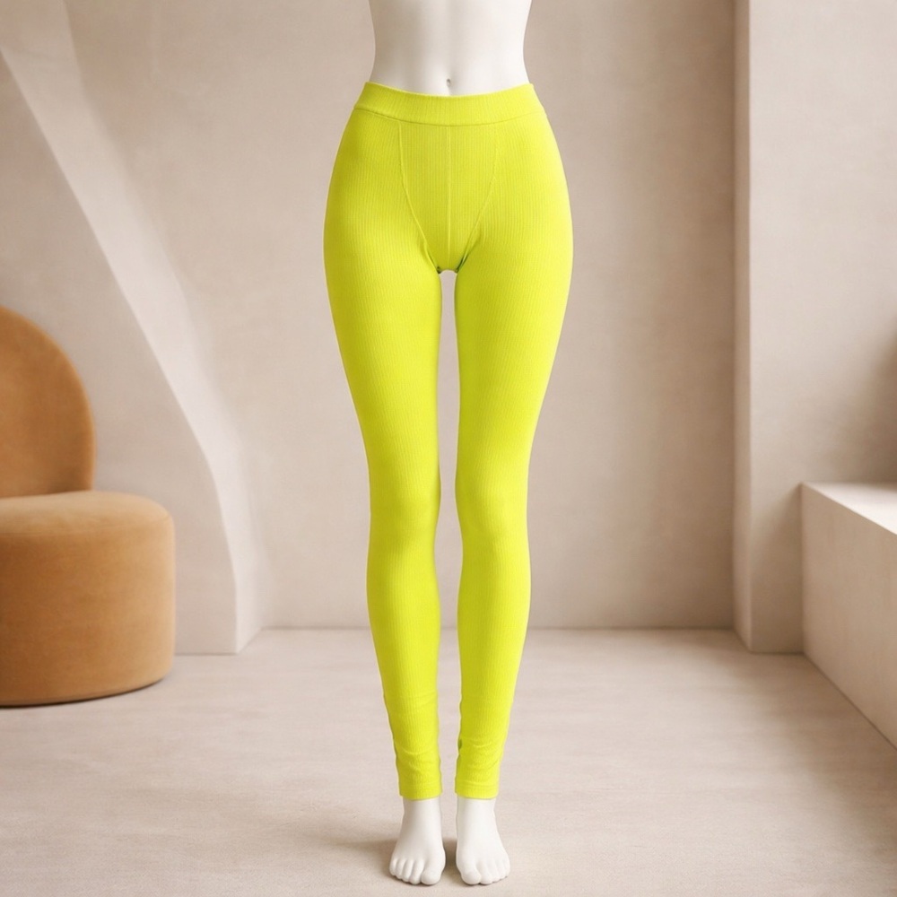 SKIMS Neon Lime Ribbed Leggings
